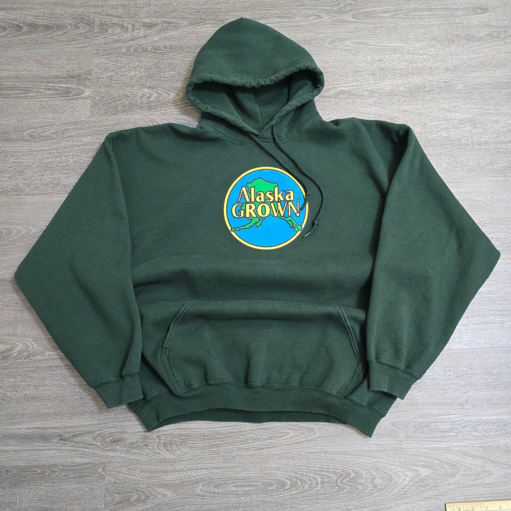 Gildan Alaska Grown Hoodie Forest Green Heavyweight Pullover Sweatshirt Size 2XL